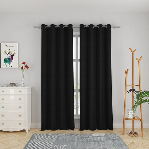 Miniatura 25 de UPOPO Cortinas de niveles de cocina negras de privacidad de lino texturizado de 24 pulgadas de largo, cortinas de café sobre el fregadero, cortinas