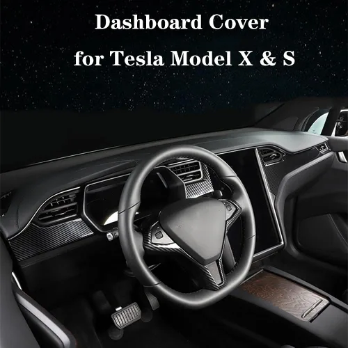 Miniatura 3 de OBL Funda para Consola Central y Salpicadero para Tesla Model X Model S 2014-2020, Accesorios para Interior de Coche ABS, Imitación de Fibra