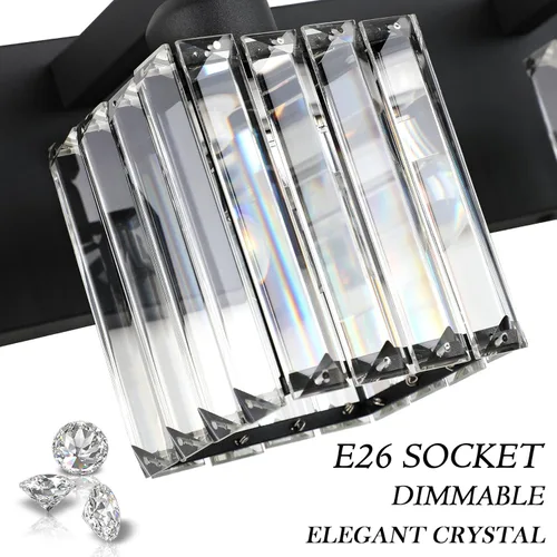 Miniatura 7 de Aipsun Accesorios de Luz Negros para Tocador de Baño Lámpara de Tocador Moderna de Cristal para Baño 4 Luces (Excluye Bombilla)