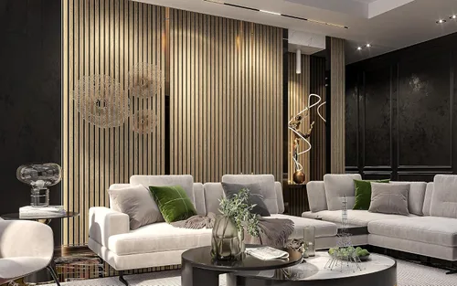 Miniatura 4 de Paquete de 2 paneles acústicos de pared de madera de 94 x 12.6 pulgadas, listones 3D insonorizados para paredes y techos, elegantes paneles Nogal