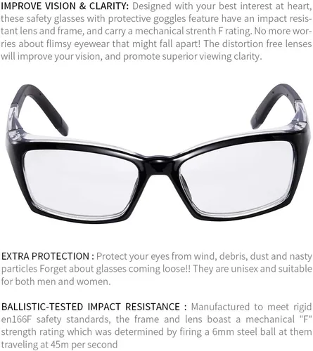 Miniatura 4 de Gafas de Seguridad Graduables Antiempañantes con Bloqueador de Luz Azul, Brazos de Goma Suave Ajustables y Antideslizantes y Almohadillas