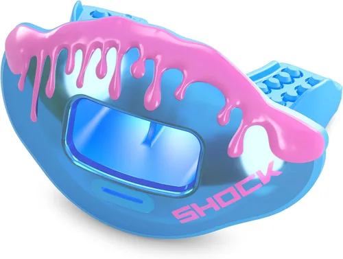 Miniatura 16 de Shock Doctor Protector de labios, protector bucal para adultos y jóvenes con correa, boquilla de fútbol transpirable de apertura ancha para jóvenes