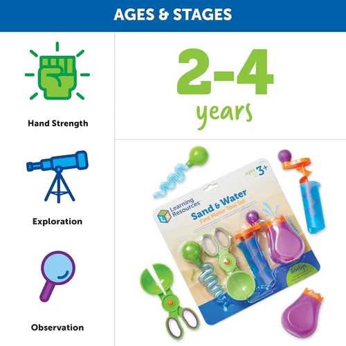 Miniatura 6 de Learning Resources Juego de motricidad fina de arena y agua, juguetes para ansiedad, juego de cubo de agua, herramientas de juegos esenciales
