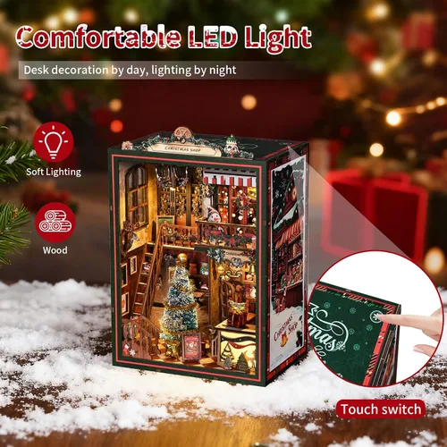 Miniatura 7 de Kit de Rincón de Libros para Adultos, Rompecabezas de Madera 3D DIY en Miniatura Kit Booknook con Luz LED con Sensor, Decoración de Estantería