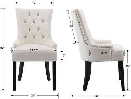Miniatura 3 de Juego de 4 sillas de comedor modernas de mediados de siglo, sillas decorativas de terciopelo, sillas Parsons tapizadas, sillas laterales