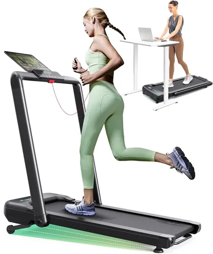 UREVO Smart Treadmill with 9% Incline, 3-in-1 Foldable Treadmill with Handle for Home/Office Fitness, Runner-Focused Design, 6 HIIT Programs & Auto