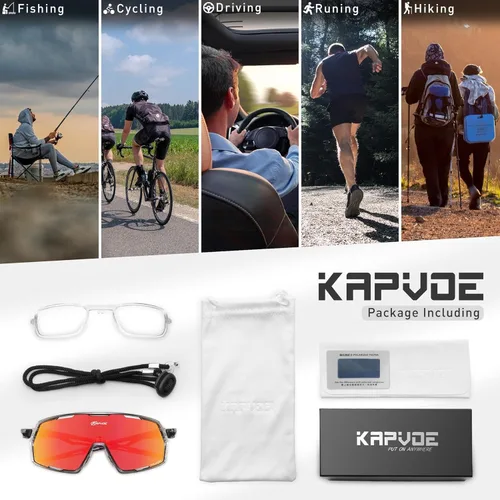 Miniatura 6 de KAPVOE Gafas de sol polarizadas para ciclismo y deportes para hombres y mujeres, protección UV400, MTB Bicicleta, pesca, bicicleta de montaña 07-Rojo