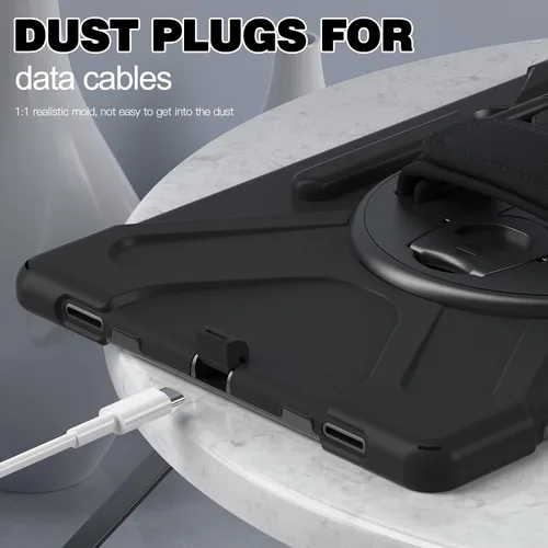 Miniatura 4 de Funda a prueba de golpes para Galaxy Tab S8 Ultra de 14.6 pulgadas 2022, funda resistente con cinturón de mano giratorio de 360°, correa de hombro