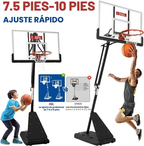 Miniatura 2 de IGL Aro de Baloncesto para Exteriores con Tablero Irrompible de 52 Pulgadas, Aro de Baloncesto Portátil para Exteriores de 10 Pies de Altura