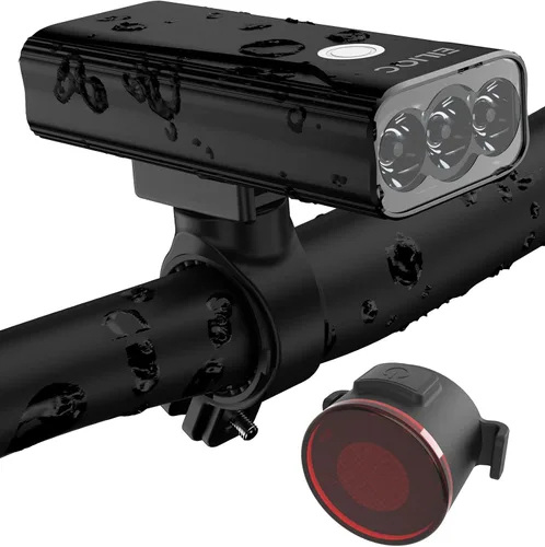 Luces de bicicleta para conducción nocturna, luz de bicicleta de 6400 mAh delantera y trasera recargable por USB, juego de luces traseras y faros