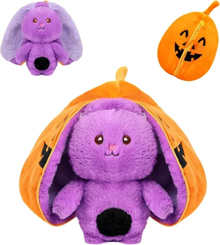 Miniatura 17 de MIAODAM Peluche reversible de conejo de zanahoria, orejas de conejo de zanahoria con cremallera, peluche de conejo de frutas, peluche de conejo
