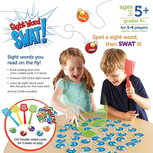 Miniatura 6 de Learning Resources Sight Word Swat Un juego de palabras de uso común - Tarjetas didácticas de fonética, juegos de mesa para niños, ortografía