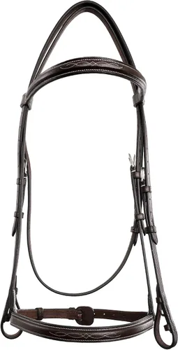 Miniatura 4 de Exion Hunter - Brida inglesa con riegas con cordones, brida inglesa cosida de lujo Brida de cuero de primera calidad con herrajes de acero Habana
