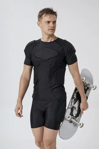 Miniatura 4 de Topeter Camiseta protectora acolchada de compresión para hombre, protector de hombros en el pecho