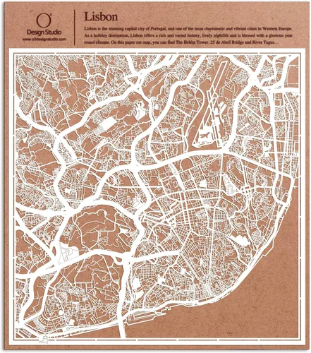 Miniatura 130 de O3 Design Studio Aberdeen - Mapa de papel cortado en papel blanco de 12 x 12 pulgadas