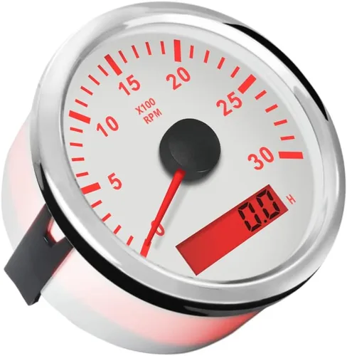 Miniatura 2 de ELING Tacómetro medidor de RPM con medidor de horas para coche, camión, barco, yate, 0-3000 rpm, 3.346 in con retroiluminación