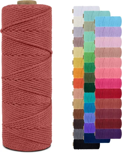 Miniatura 68 de Cuerda de macramé de 0.079 in para 219 yardas, cuerda de algodón natural para manualidades, hilo de cuerda de macramé de colores para colgar