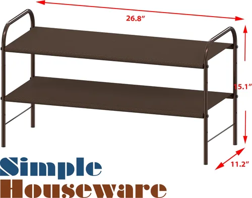 Miniatura 3 de Simple Houseware - Organizador de almacenamiento para zapatero de 2 niveles, color bronce
