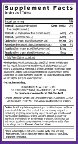 Miniatura 6 de Suplemento de calcio New Chapter - Calcio de origen vegetal USDA orgánico para la fuerza ósea con magnesio, vitamina D3+K2, para la salud ósea