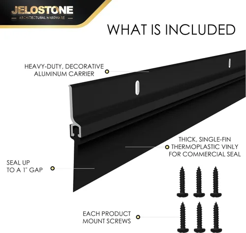 Miniatura 4 de Paquete de 2 - Barredor de fondo para puerta comercial, aluminio resistente, clasificado para fuego, inserción de vinilo, JS-NV307, ideal para uso