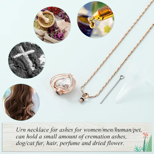 Miniatura 5 de Imrsanl Collares con Colgante de Urna de Corazón de Alas de Ángel para Mujeres y Niñas, Piedra Natal de Cristal, Joyería de Cremación, Urnas