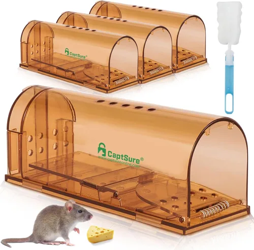 Trampas para Ratones CaptSure Humanas para Interiores del Hogar - Trampa Pequeña para Interior/Exterior, Trampa para Ratones Vivos de Captura y