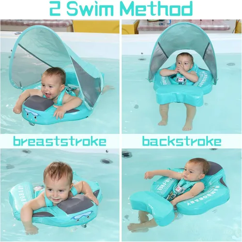 Miniatura 3 de Mambobaby Flotador con Cola Flotador de natación para bebé con toldo, entrenador de natación para bebés, entrenador de natación sólido, flotador