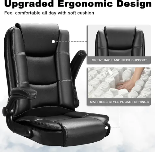 Miniatura 5 de OFIKA Silla de escritorio de oficina de cuero, silla de oficina ergonómica con soporte lumbar, silla de computadora, silla ejecutiva de cuero