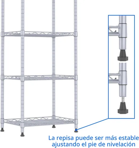 Miniatura 6 de REGILLER Estantería de Alambre de 6 Niveles de Acero, Unidad de Almacenamiento con Estantes Ajustables para Lavandería, Baño, Cocina, Despensa