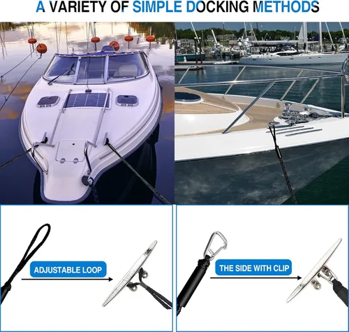 Miniatura 5 de Accesorios para barco de línea de muelle bungee - Pontón, moto acuática, accesorios de kayak con clip de acero inoxidable 316 Negro