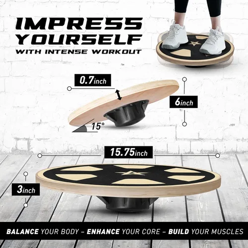 Miniatura 2 de Yes4All Versatile Wooden Wobble Balance Board, Balance Trainer for Mobility Training, Standing Desk, Core Training, Exercise Balance Stability A.