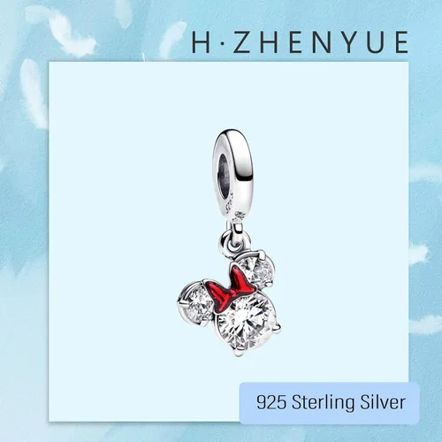 Miniatura 30 de Dijes de plata de ley 925 de dibujos animados de pato, ratón, oso, elefante, dragón chino, cuentas colgantes para pulseras y collares, joyería