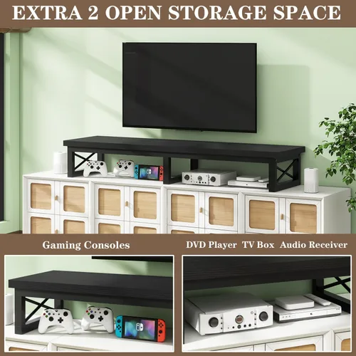 Miniatura 6 de IBUYKE Elevador de TV grande de 45" para TV de 32-60 pulgadas, Soporte de TV corto de sobremesa con almacenamiento y patas de acero, Escritorio