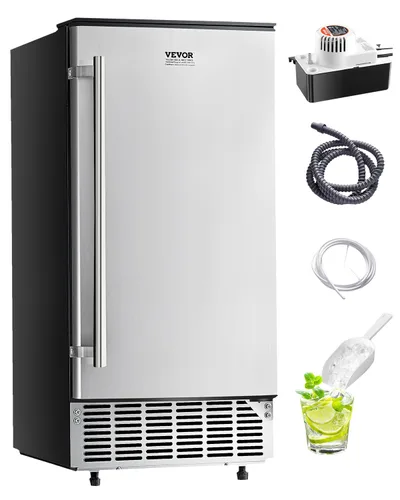 Miniatura 18 de VEVOR Máquina de hielo integrada para debajo del mostrador, 15 libras/día debajo del mostrador, máquina de hielo con puerta reversible de acero