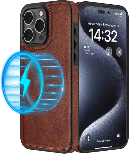 Miniatura 7 de LOHASIC MagSafe, funda de piel sintética suave y magnética para iPhone 15 Pro, de piel sintética, para hombres y mujeres, funda delgada de diseñador