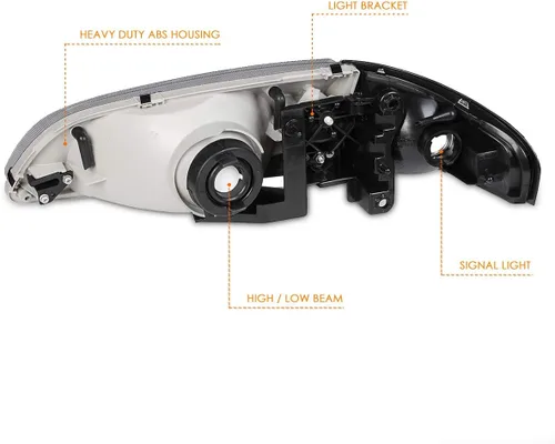 Miniatura 5 de Juego de 2 faros delanteros compatibles con Mazda 626 98-99, carcasa ahumada/esquina ámbar