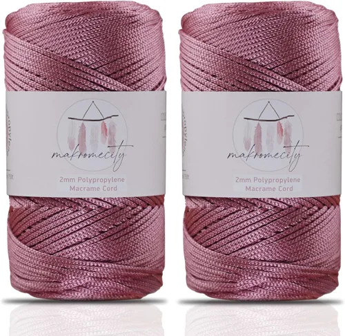 Miniatura 10 de Makromecity, 2 carretes de cordón de macramé de poliéster de 2 mm x 250 yardas (750 pies) de 2 mm de cordón de polipropileno para macramé, ideal