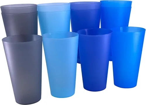 Miniatura 12 de Vasos de plástico de 32 onzas, sin BPA, reutilizables, aptos para lavavajillas, juego de 12 en 4 vasos grandes de colores surtidos Colores costeros