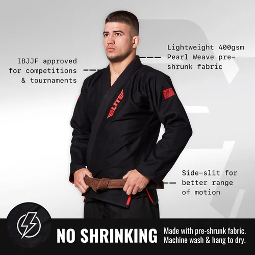 Miniatura 2 de Elite Sports Kimono para hombres aprobado por la IBJJF (Federación Internacional de Jiu Jitsu Brasileño) de tela pre-encogida para Jiu Jitsu