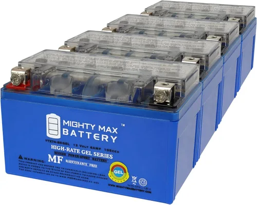 Mighty Max Battery YTX7A-BSGEL 12V 6AH GEL Tipo SLA AGM Batería para motocicleta - Paquete de 4