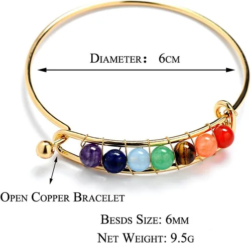 Miniatura 2 de Pulsera de meditación de 7 chakras con cristales de 0.236in y piedras de cristal de 0.236in