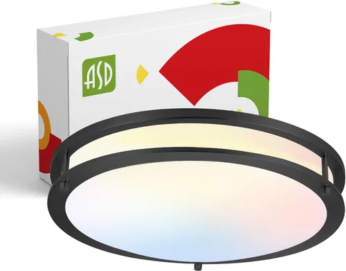 Miniatura 45 de ASD Lámpara LED de techo de montaje empotrado de 18 pulgadas, interruptor de 28 W, 100-277 V, 2750 lúmenes, 3000 K/4000 K/5000 K, regulable, Níquel