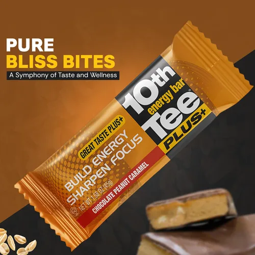 Miniatura 3 de 10th Tee Plus+ Barra de chocolate y caramelo de maní hecha con ingredientes naturales, barras de 1.76 onzas (12 unidades) Barra energética de golf