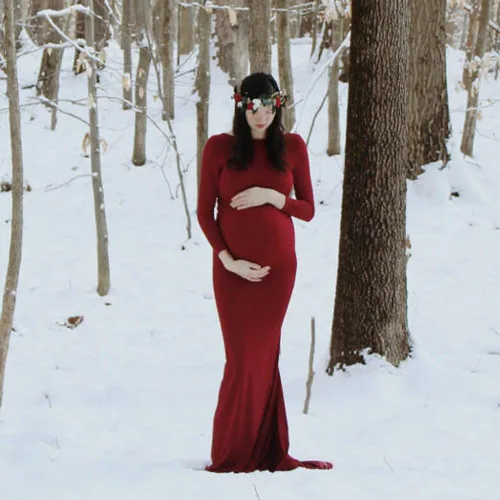 Miniatura 4 de Vestido elegante de maternidad para fotografía, de manga larga, ajustado, para el suelo, para baby shower, sesión de fotos