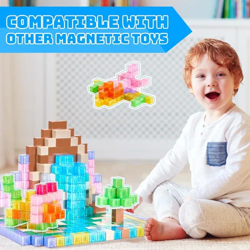 Miniatura 6 de VigorFun Juego de bloques magnéticos, bloques de construcción magnéticos con figura de juguete y bolsa de almacenamiento para regalos de niños