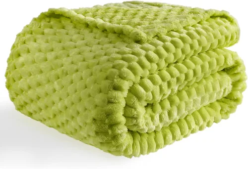 Bnuitland - Manta de franela verde con estampado de frutas (50x40 pulgadas), 300 GSM, manta de forro polar cálida, suave y ligera para cama o sofá,