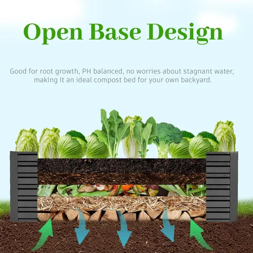 Miniatura 3 de NAVINE Cama de jardín elevada de 8 x 4 x 2 pies, macetas elevadas de metal grande, macetas para plantas al aire libre para verduras, flores