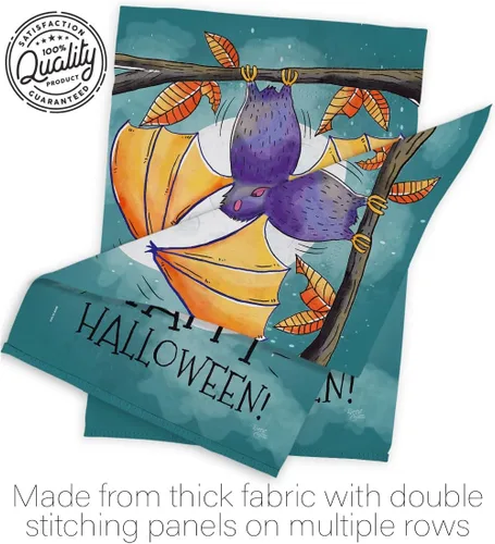 Miniatura 6 de Breeze Decor G162076 - Bandera decorativa vertical para jardín con diseño de murciélago y otoño de Halloween, 13 x 18.5 pulgadas, impresa en Estados