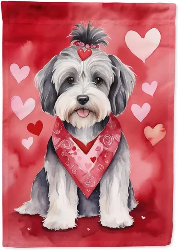 Miniatura 181 de Caroline's Treasures DAC5292CHF - Bandera de Border Collie My Valentine House para porche, grande, con manga para porche, para colgar en la pared