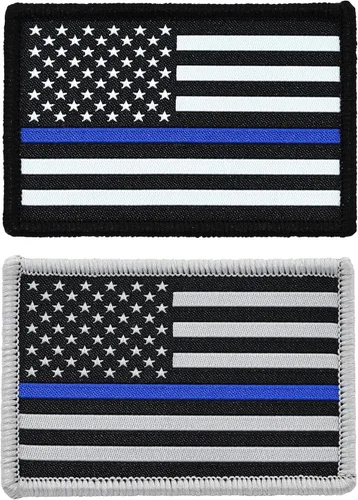 Great 1 Thin Blue Line - Parches de bandera de Estados Unidos, aplicación de la ley y policía, apliques tácticos de gancho y bucle para sombreros,